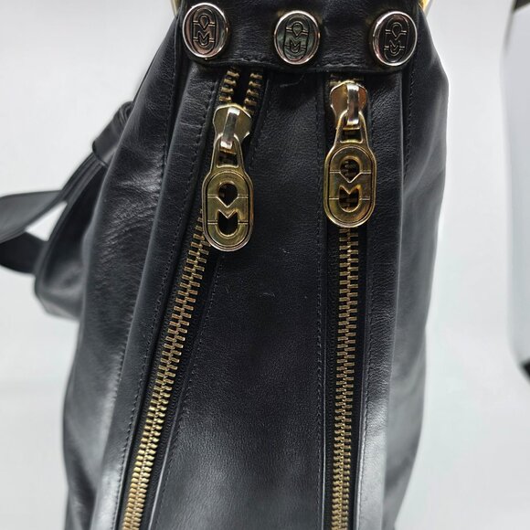 Marino Orlandi Black Leather Hobo Shoulder Bag Gold Hardware Made in Italy - Picture 7 of 16